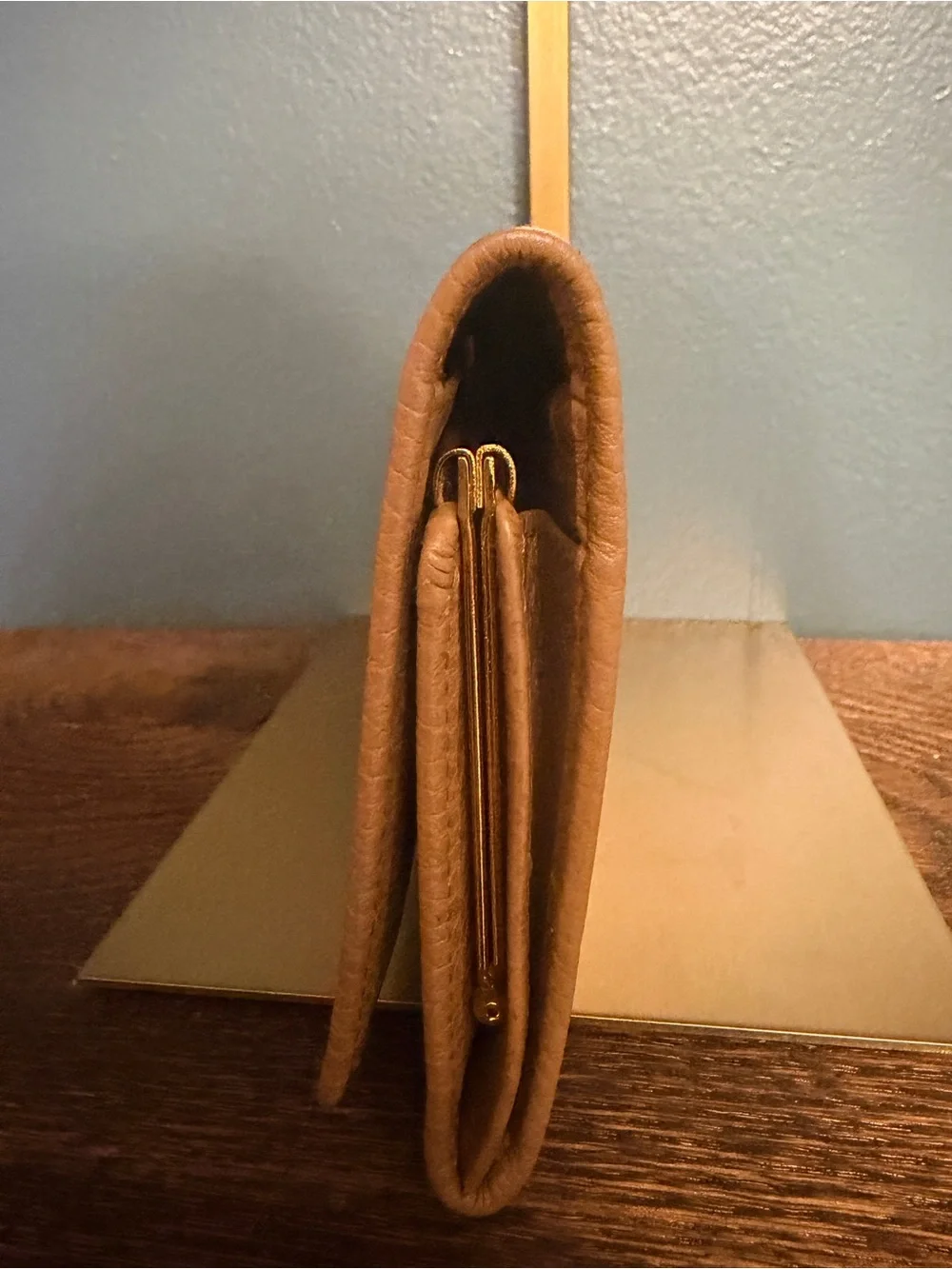Dior Dark Brown Long Wallet with Tan Trim